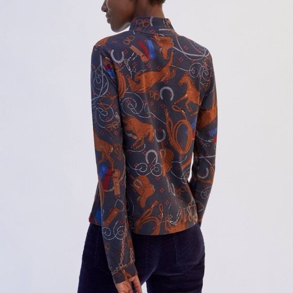 Anthropologie Adventurer Horses Mock Neck Top - Picture 1 of 10